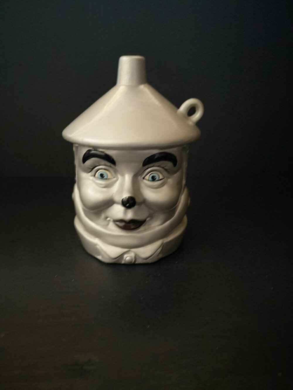 VTG Enesco Wizard of Oz Tin Man Money Bank Silver Painted Ceramic 1990's
